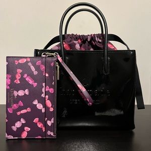 kate spade black patent leather shopper